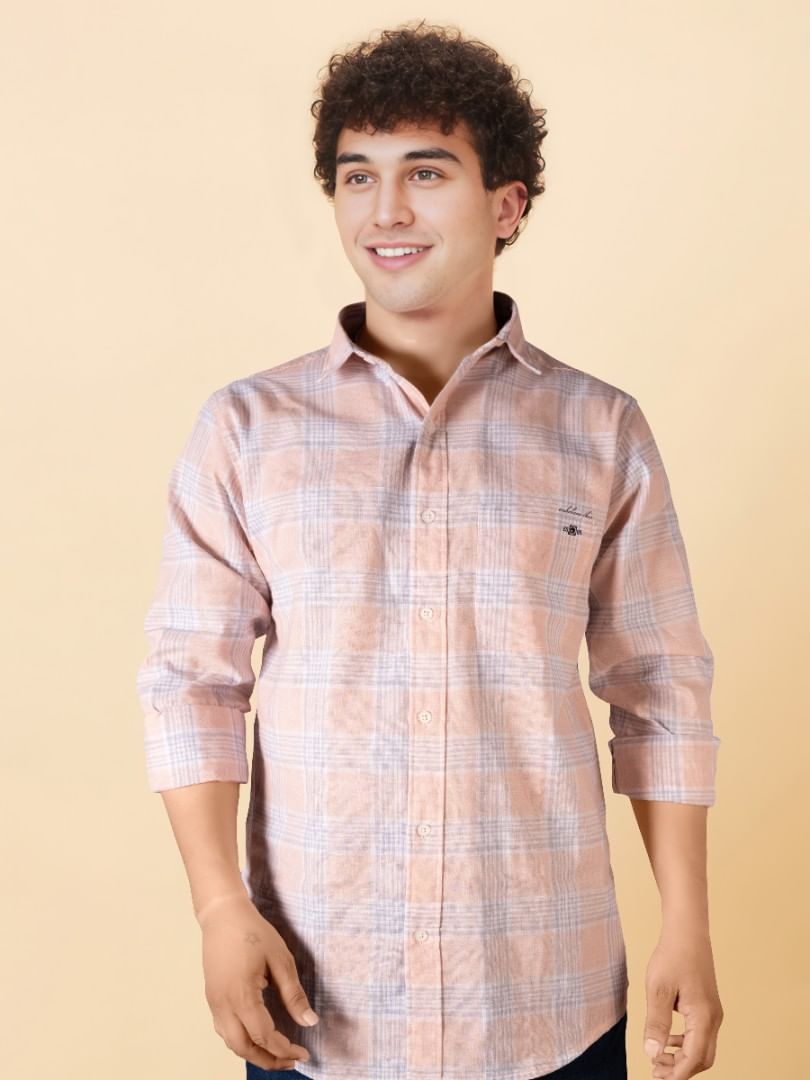 Authenzaa Men Casual Shirt RECS022 Peach