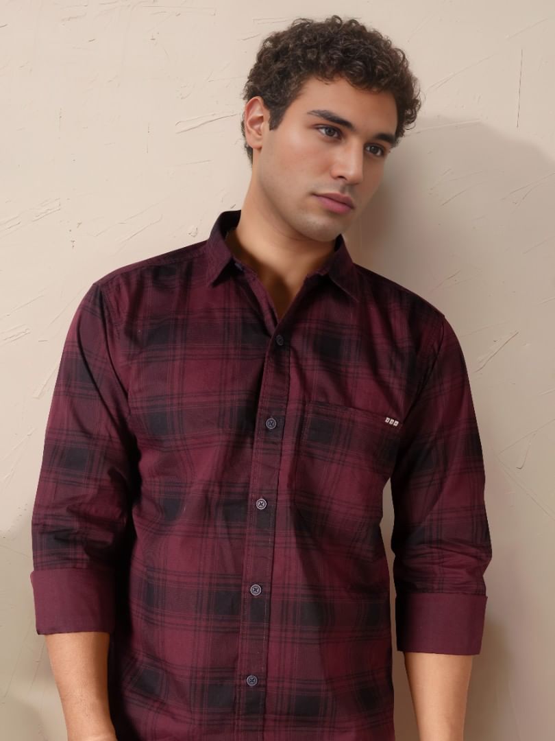 Authenzaa Men Casual Shirt RECS027 Maroon