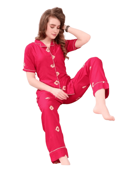 Authenzaa Women 2PC Nighty AC2N197 Pink