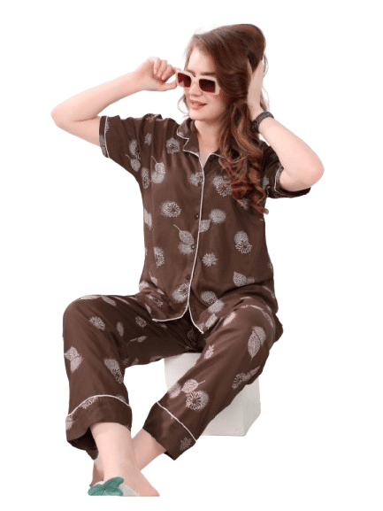 Authenzaa Women 2PC Nighty AC2N202 Brown