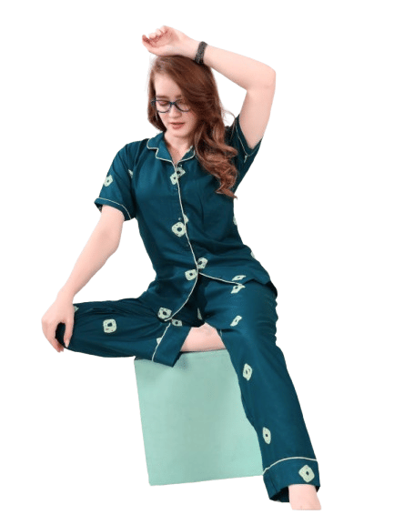 Authenzaa Women 2PC Nighty AC2N203 Blue