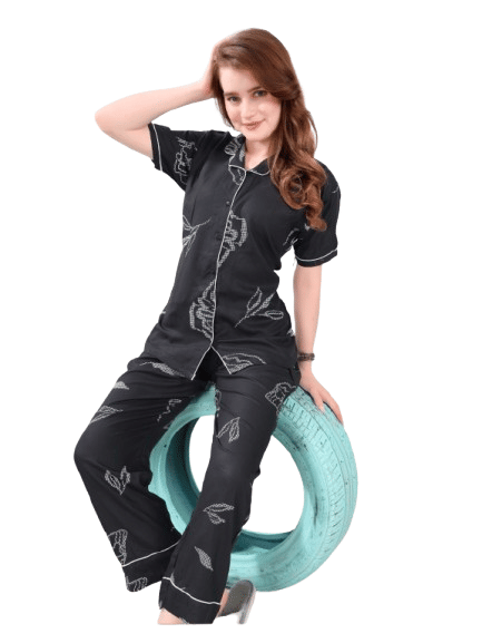 Authenzaa Women 2PC Nighty AC2N207 Dark Grey