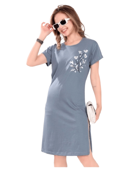 Authenzaa Women Short Nighty ACSN013 Blue