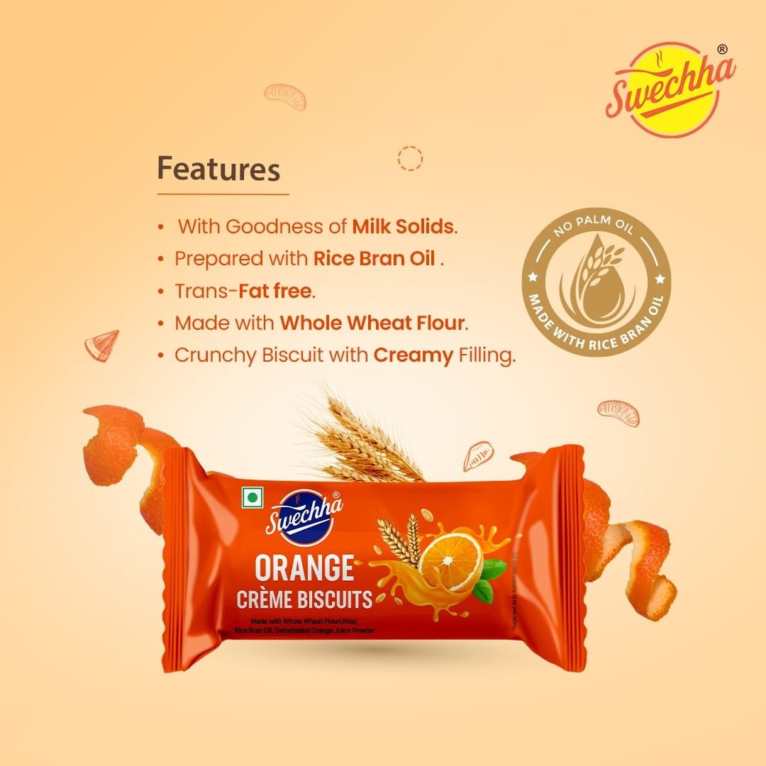 Swechha Orange Cream Biscuit, 35 g