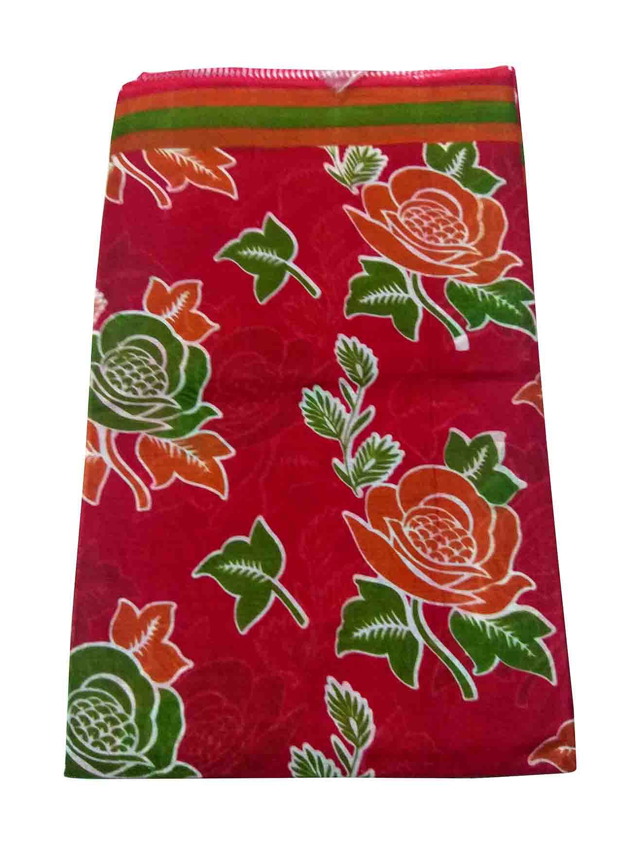 WMN COTTON SAREE WITHOUT BLOUSE-RED-AT CTN PRINT DNO 7