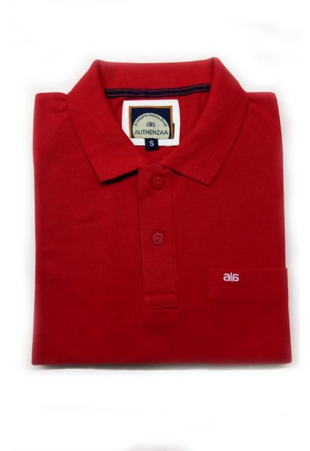 MEN'S FULL SLEEVES POLO T SHIRT-RED/WHITE-RC-STF-161