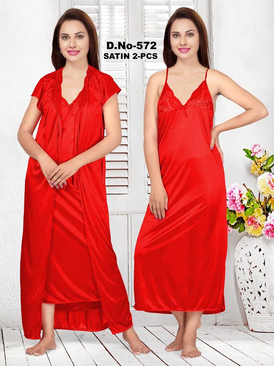 SATIN TWO PIECE NIGHTY-RED-KC JUNE 572