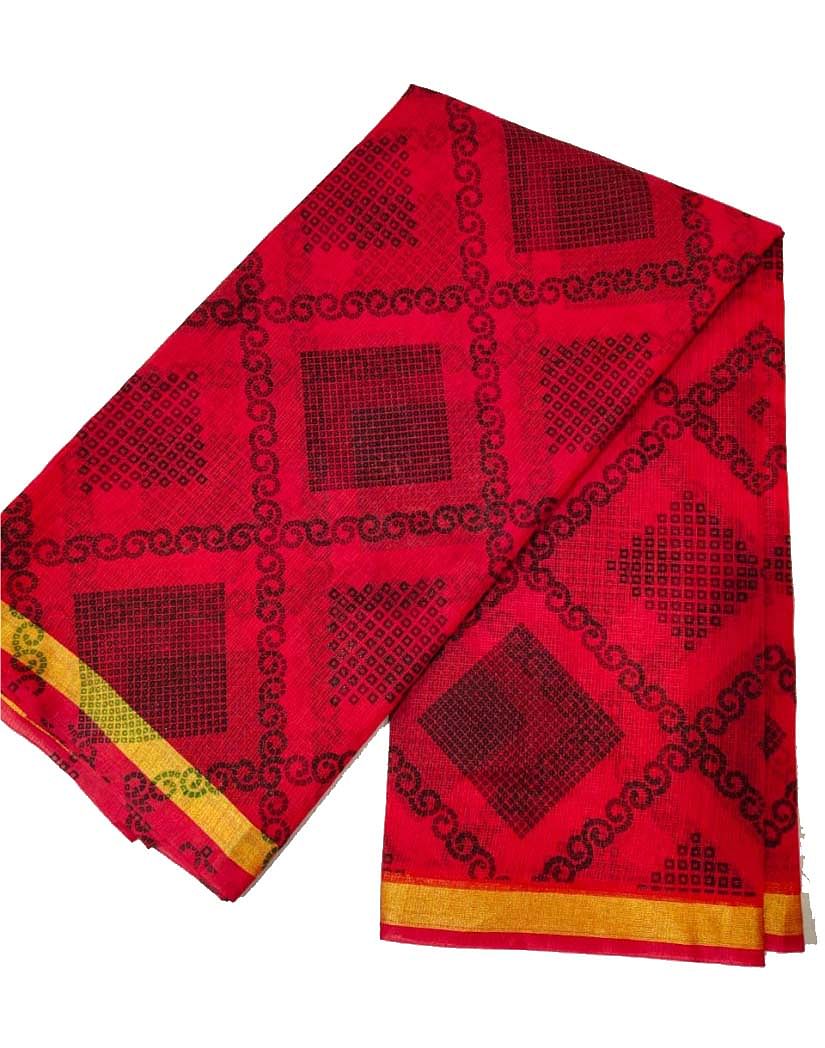 WOMEN SYNTHETIC DORIYA SAREE WITH BLOUSE-RED-DF JULY SUMMER COOL 05