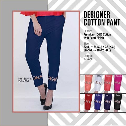 WMN PALAZZO DESIGNER CTN PANT NAVY BLUE