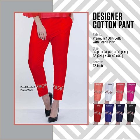 WMN PALAZZO DESIGNER CTN PANT RED