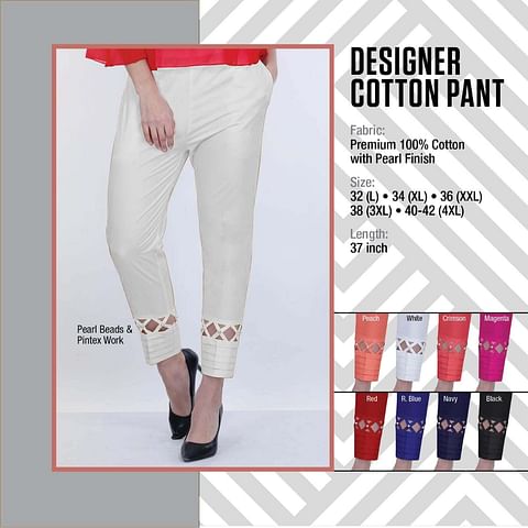 WMN PALAZZO DESIGNER CTN PANT WHITE