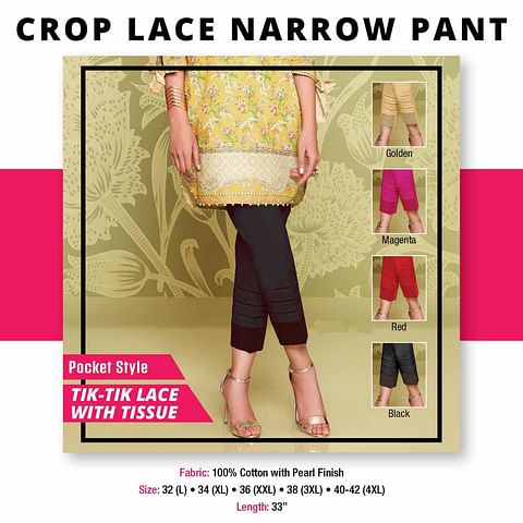 WMN PALAZZO CRAP LACE PANT BLACK
