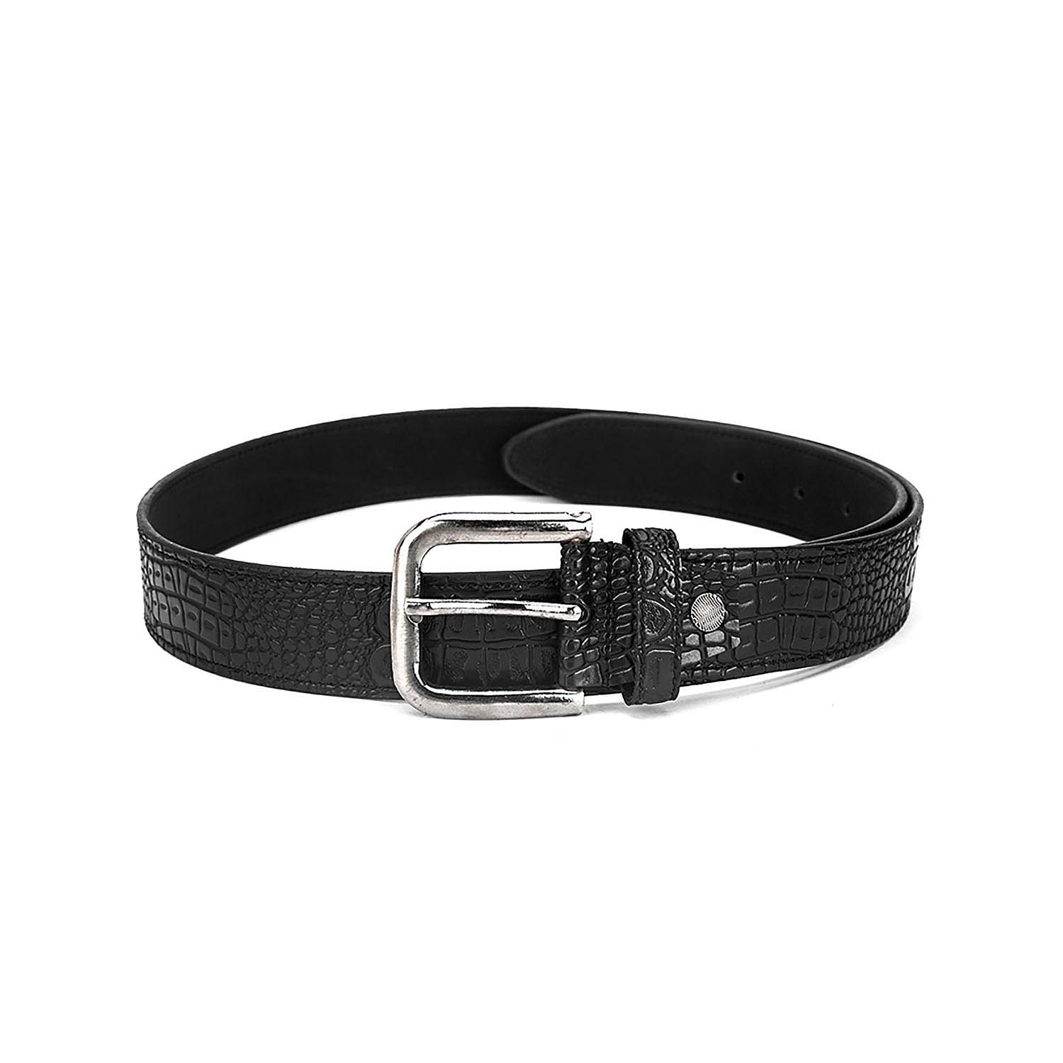 Men's Casual Textured Perforated Belt Black - LZ-CB-101