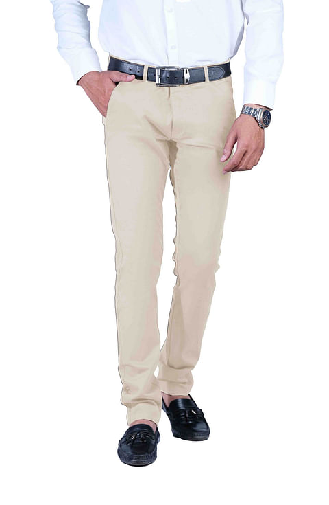 Authenzaa Men Casual Trouser-AT0006, Cream