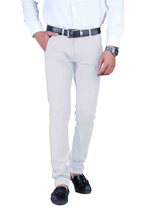 Authenzaa Men Casual Trouser AT0006, Light Grey