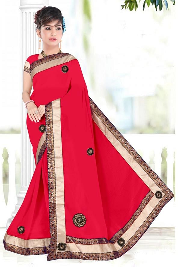 WOMENS SAREE WITH BLOUSE-DARK PINK-WS SEP BOURNVIL 2019