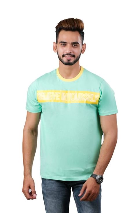 Authenzaa Casual Round Neck T-Shirt   CS-CA0001, Aqua