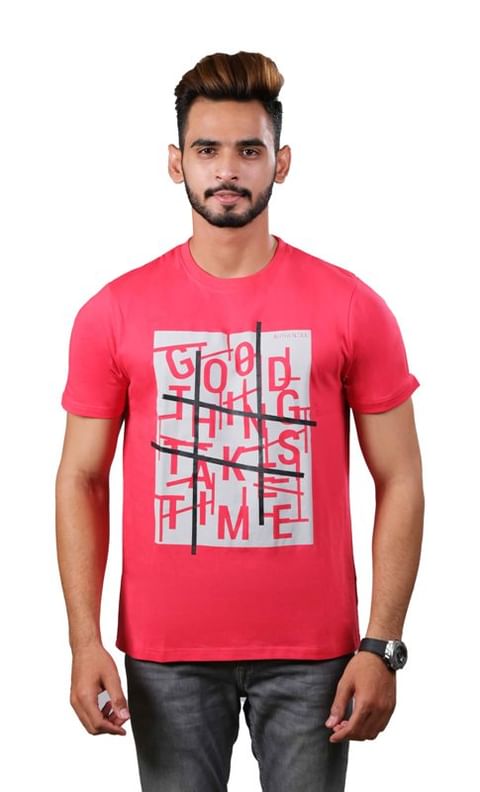 Authenzaa Casual Round Neck T-Shirt  CS-CA0003, Maroon
