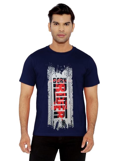 Authenzaa Casual Round Neck T-Shirt T  CS-CA0003,Navy