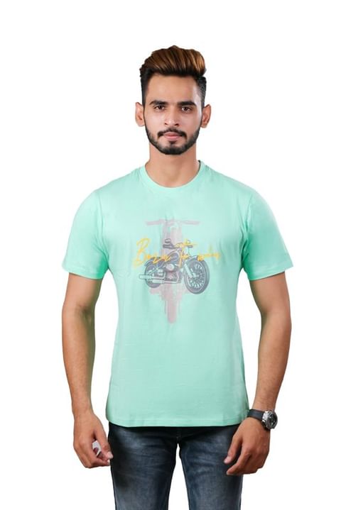 Authenzaa Casual Round Neck T-Shirt   CS-CA0001, Green