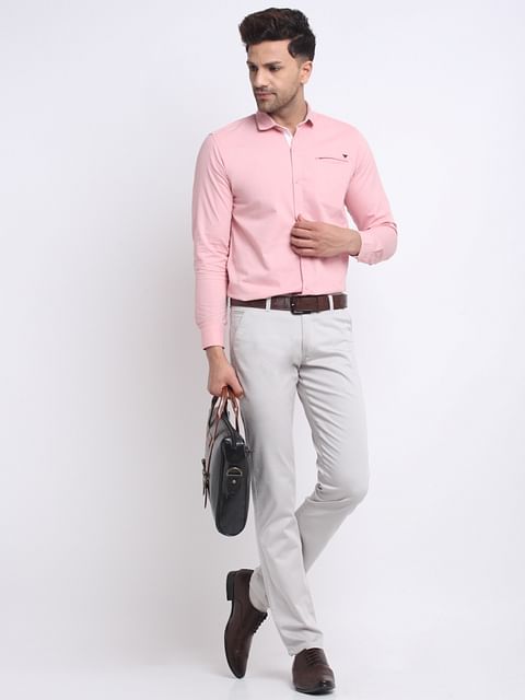 Authenzaa Men Casual Cotton Trouser CS-FS-0006, Light Grey