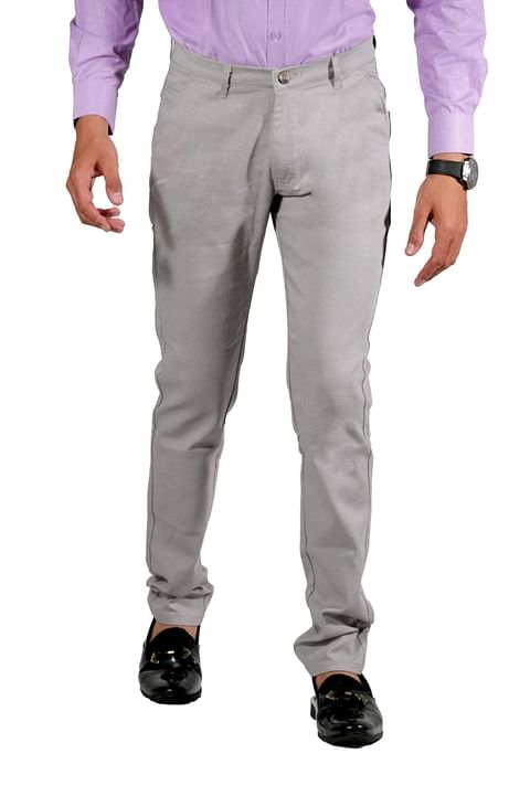Authenzaa Men Casual Cotton Trouser CS-FS-0001, Grey