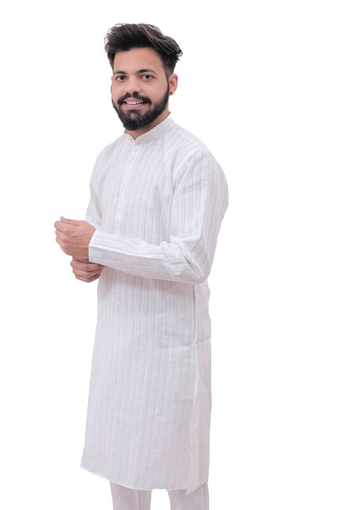 Authenzaa Ehnos Full Sleeve Kurta TR-EK1009, Cream