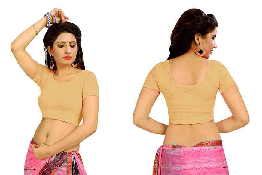 FANCY HC-36-CREAM HALF SLEEVES STRETCHABLE FANCY SAREE BLOUSE