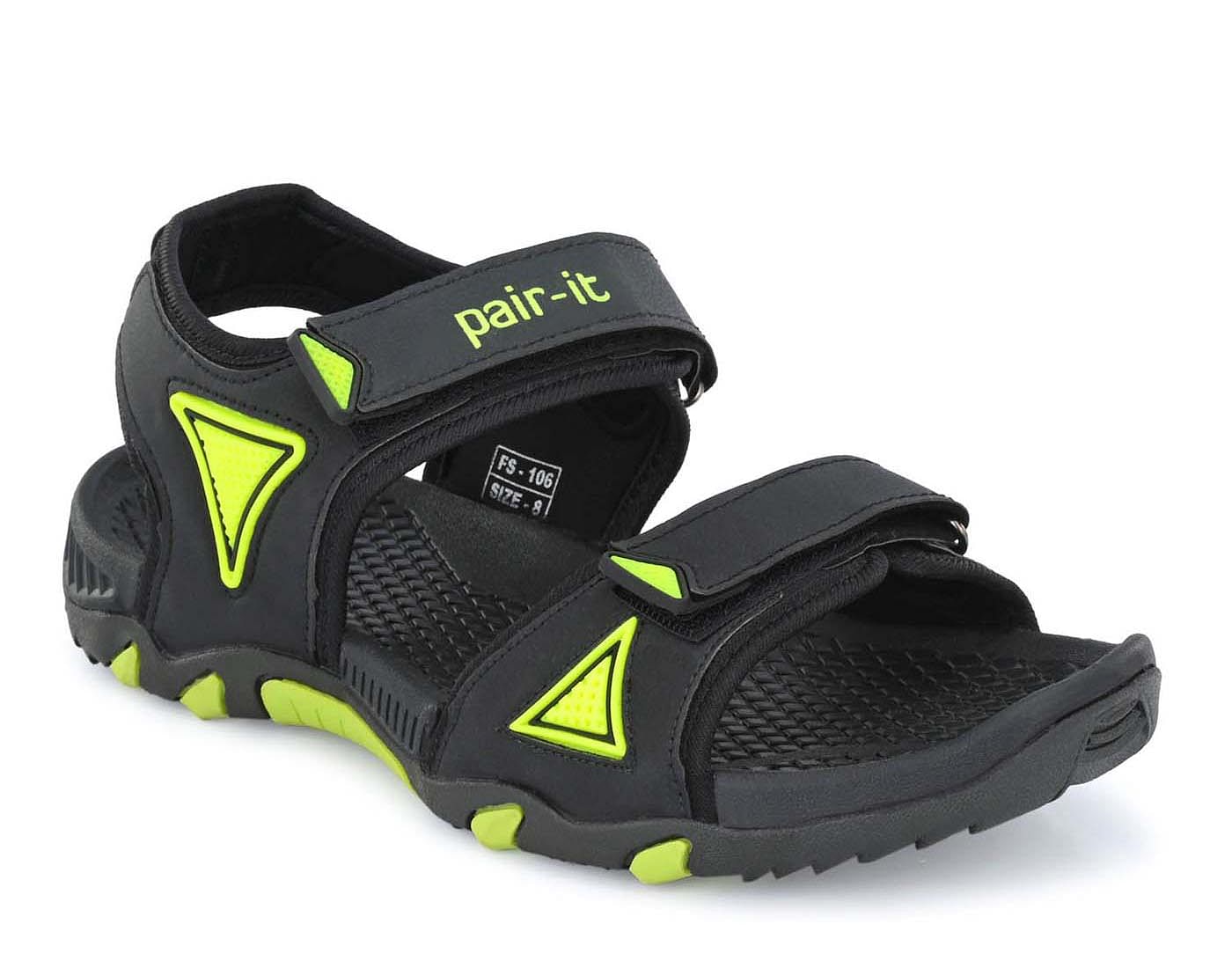 Pair-it Mn Sandals - Black/P.Green-UN-Mn-Sp-Sandal007