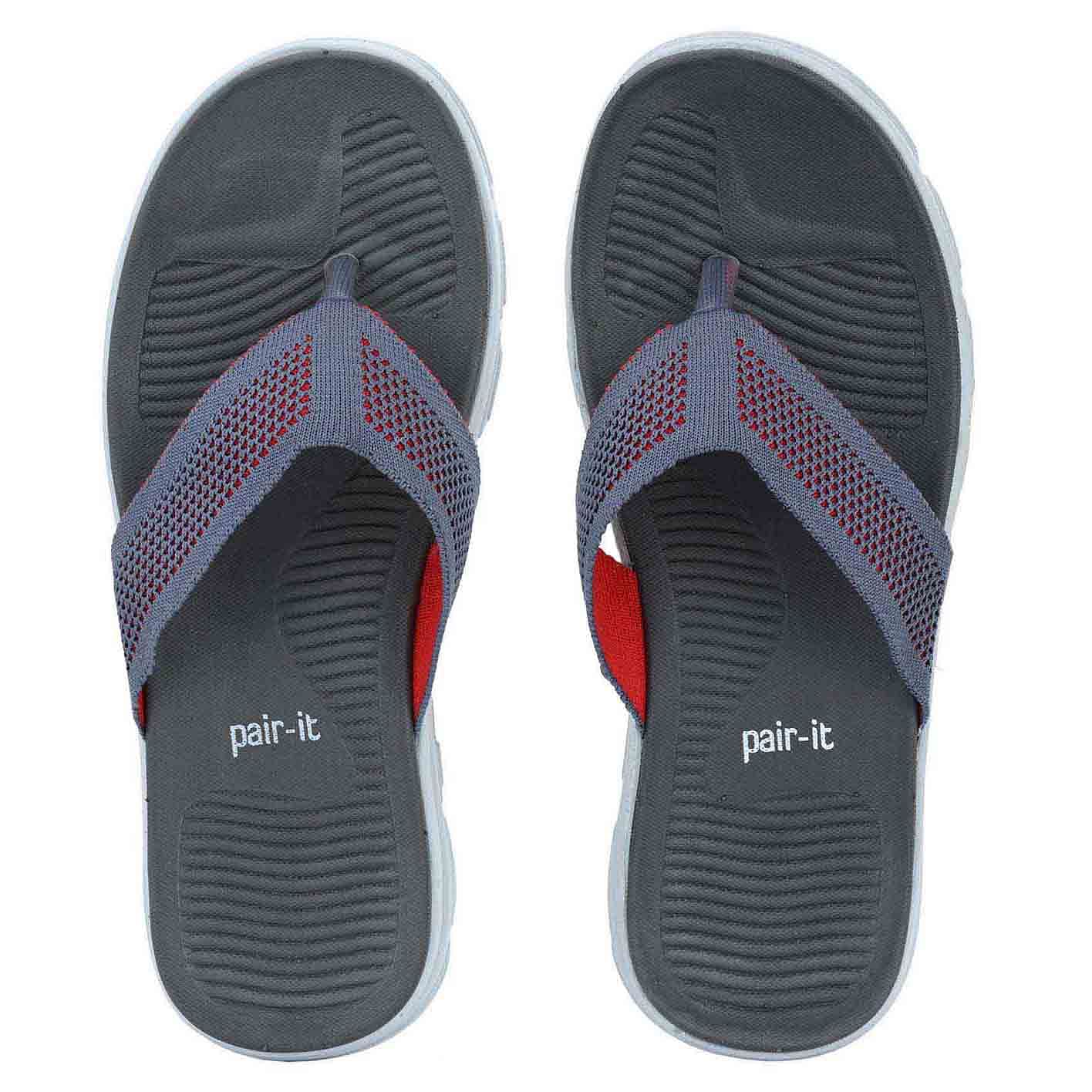 Pair-it Men's Rubberised EVA Slippers-LZ-Slippers116-D. Gey/ Red