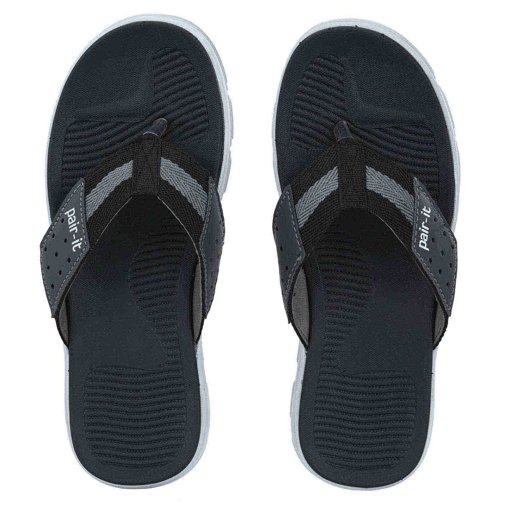 Pair-it Men's Rubberised EVA Slippers-LZ-Slippers117-Black/Grey