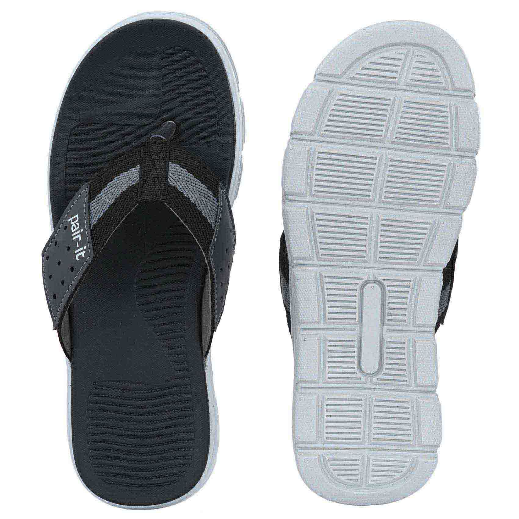 Pair-it Men's Rubberised EVA Slippers-LZ-Slippers117-Black/Grey