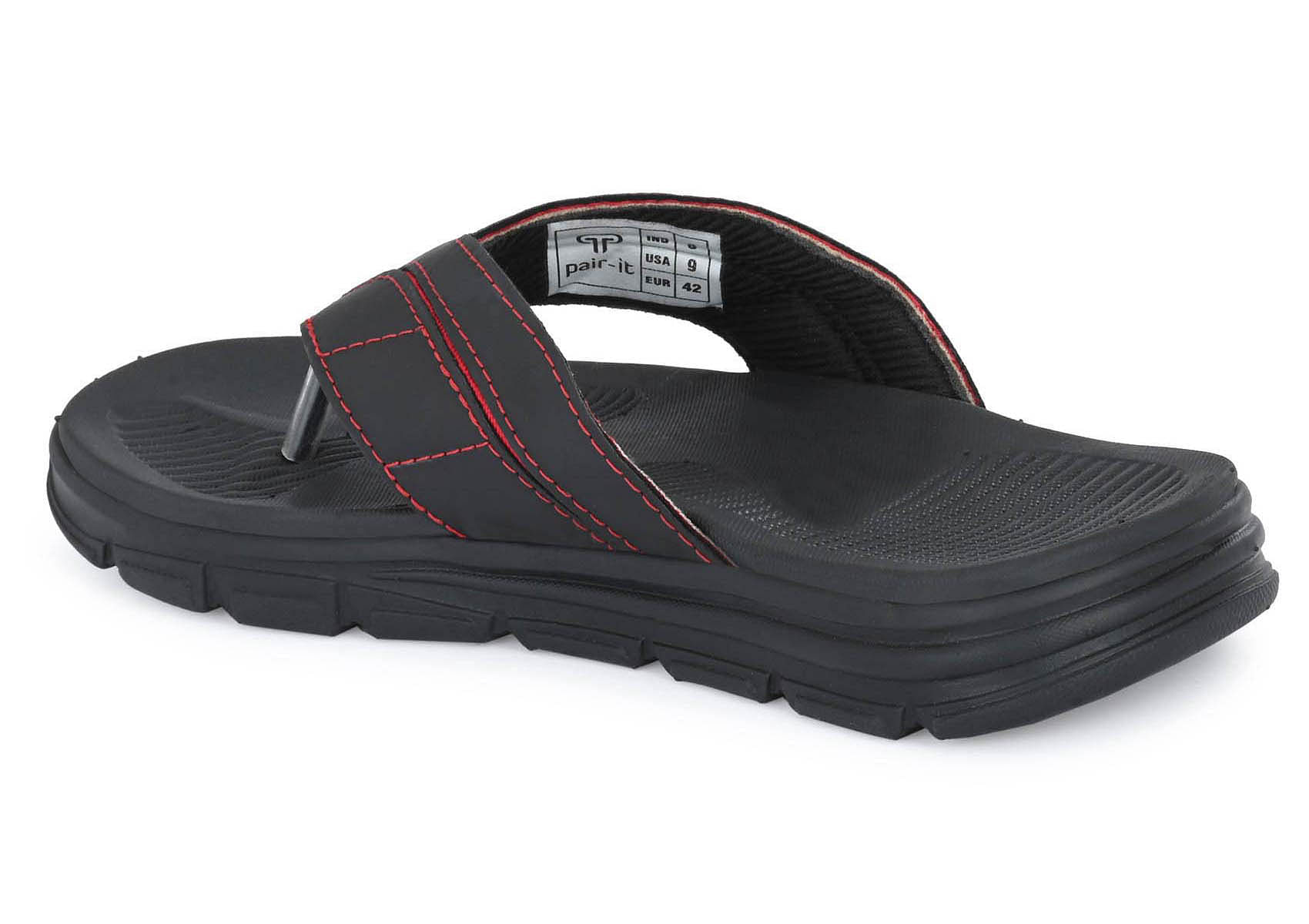 Pair-it Men's Rubberised EVA Slippers-LZ-Slippers121-Black/Red