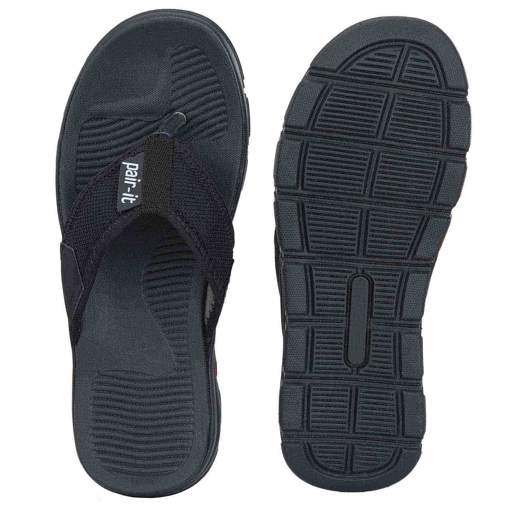 Pair-it Men's Rubberised EVA Slippers-LZ-Slippers124-Black