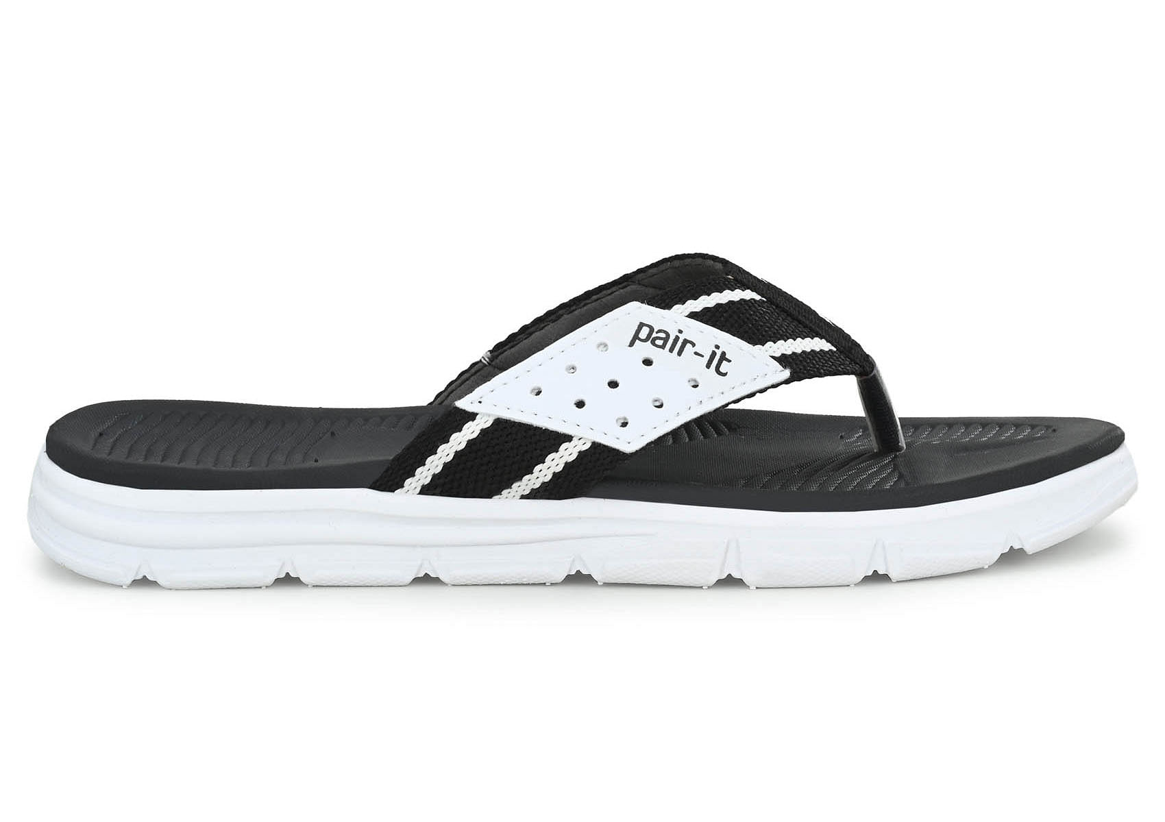 Pair-it Men's Rubberised EVA Slippers-LZ-Slippers118-Black/White