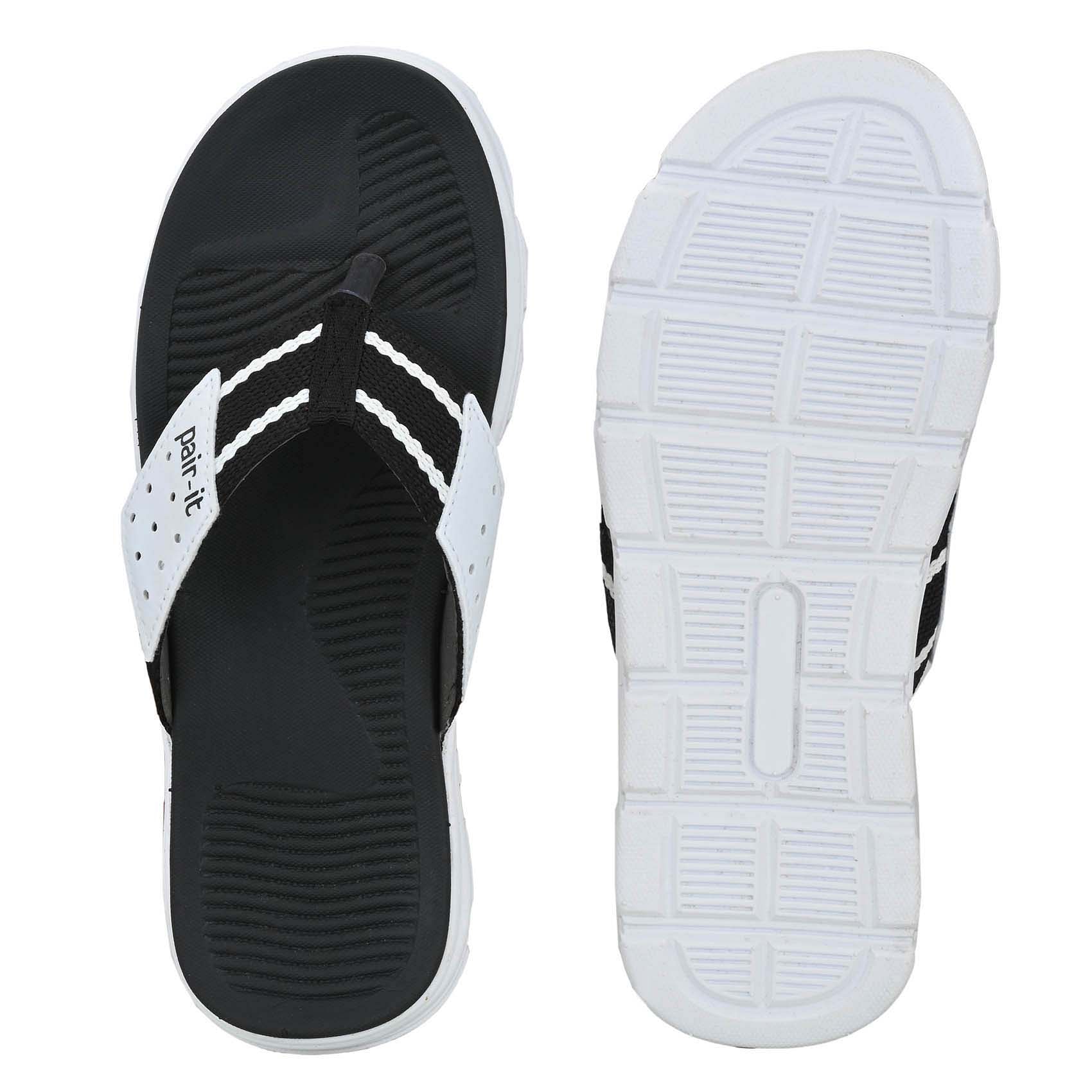 Pair-it Men's Rubberised EVA Slippers-LZ-Slippers118-Black/White