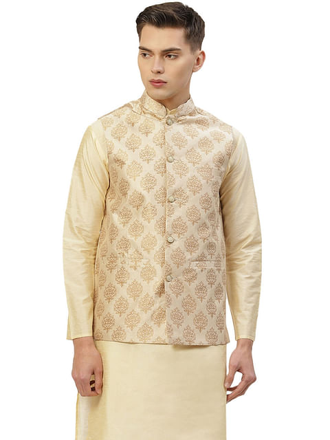Authenzaa Men'S Waistcoat ETH-WC0004, Cream