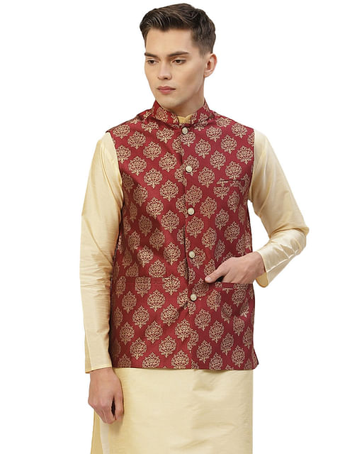 Authenzaa Men'S Waistcoat ETH-WC0004, Maroon
