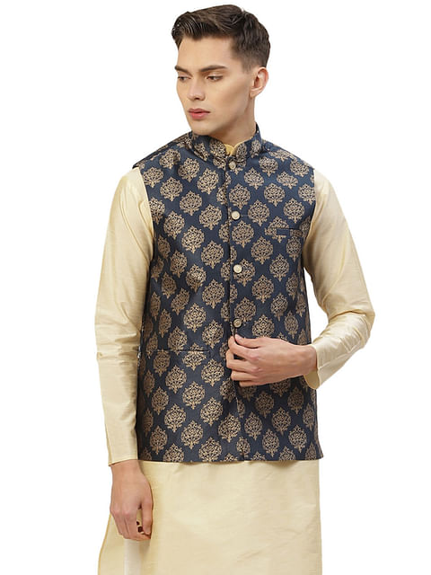 Authenzaa Men'S Waistcoat ETH-WC0004, Navy