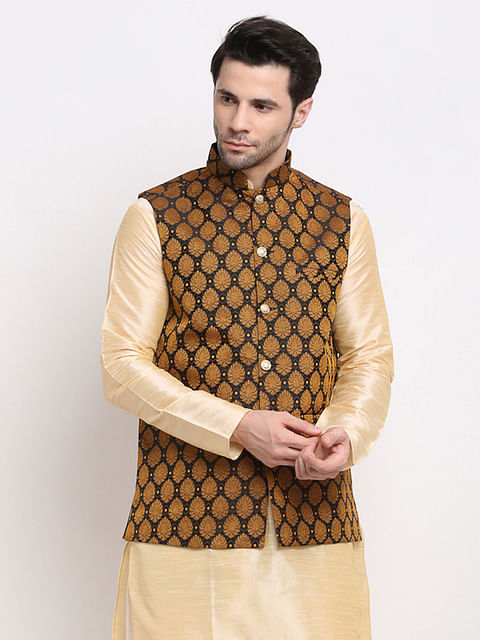 Authenzaa Men'S Waistcoat ETH-WC0007, Black