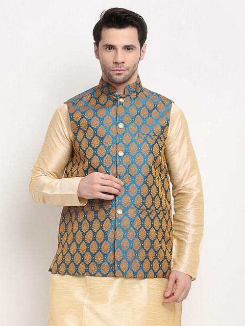 Authenzaa Men'S Waistcoat ETH-WC0007, Blue