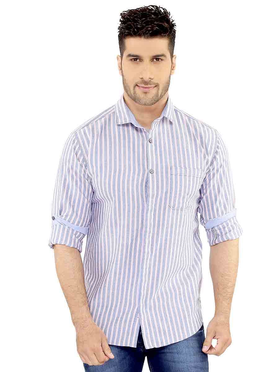 Gray/ Pink Stripes Casual Shirt