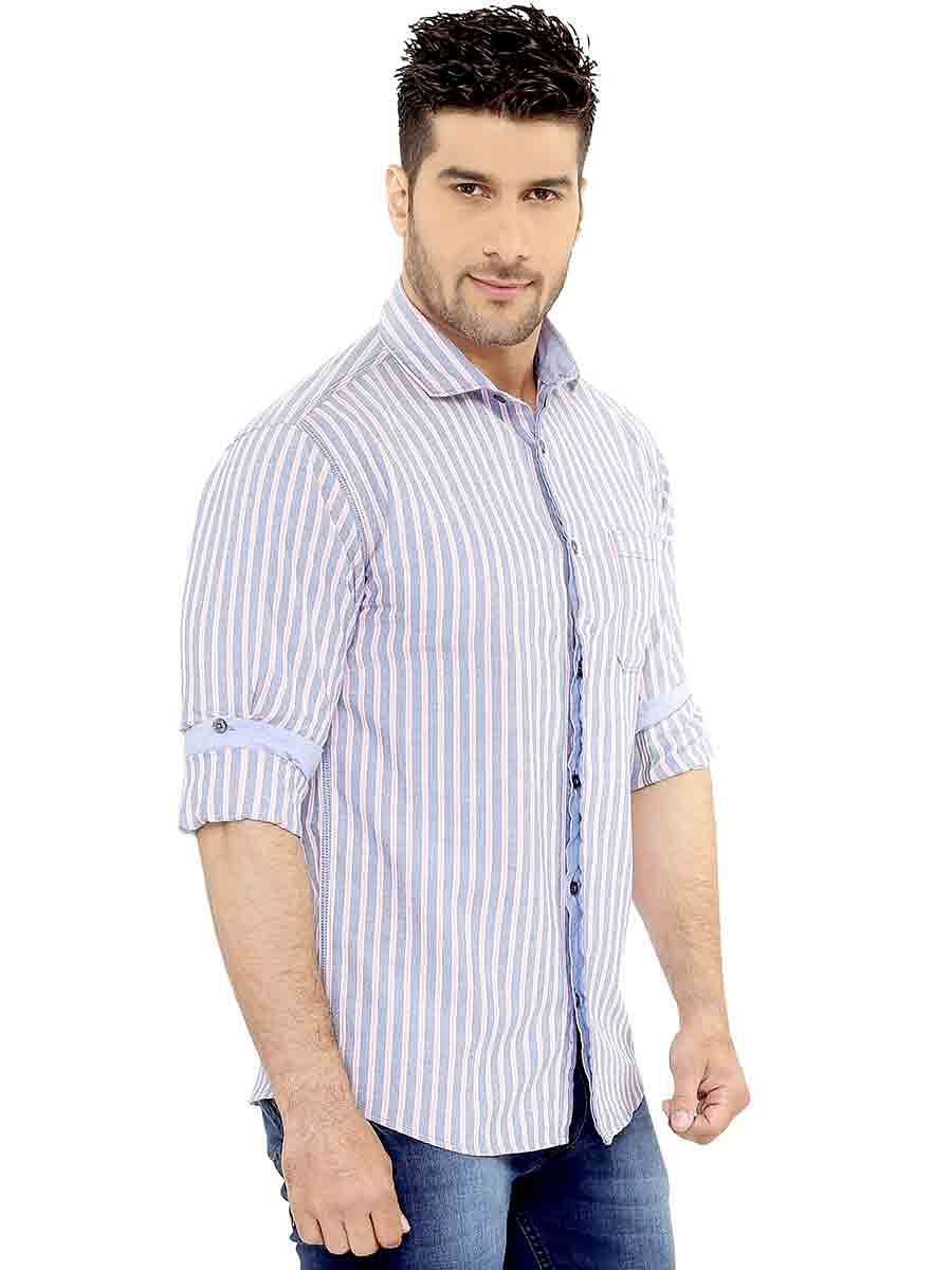 Gray/ Pink Stripes Casual Shirt