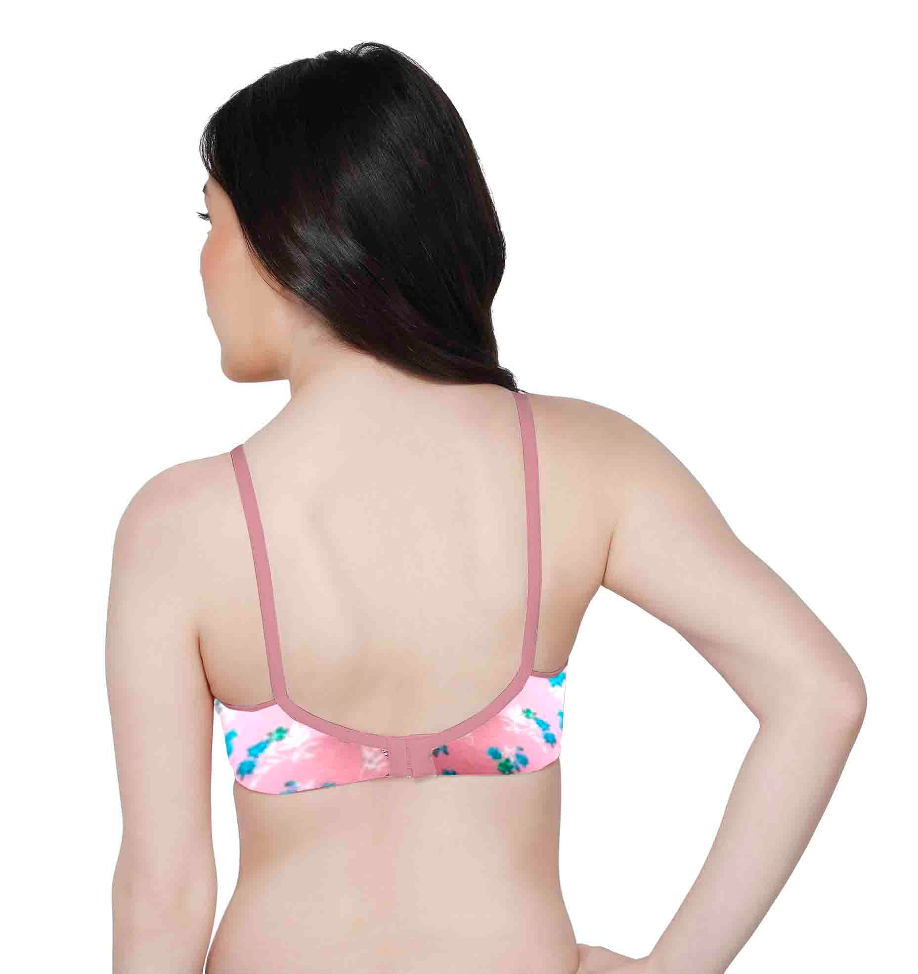 Printed Cotton Wirefree Cut and Sew Bra-KS006-Pink