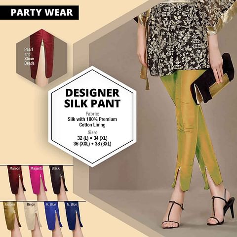 WMN PALAZZO DESIGNER SILK PANT GOLDEN