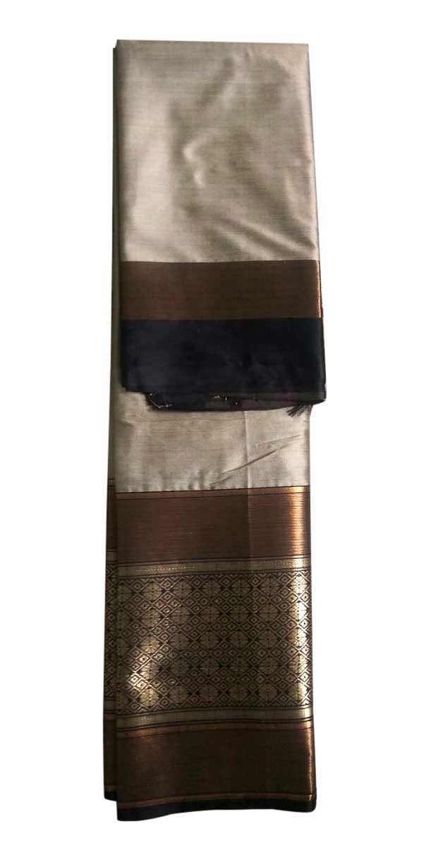 WOMEN SAREE WITH BLOUSE-SILVER-SP SEHAMAT 01
