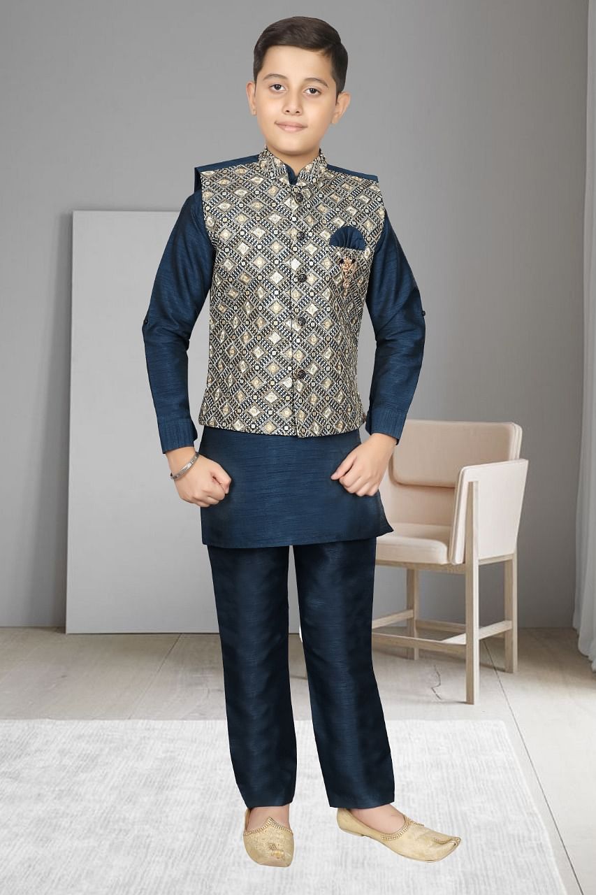 AU KID KUR&PJ SET-KP007-BLUE-1-4Y