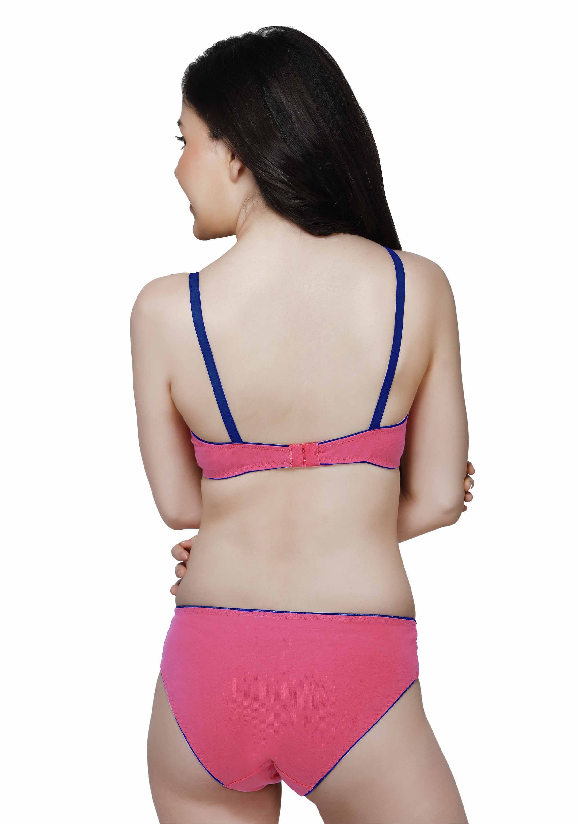 Wirefree Everyday Bra with Co-ordinated Panty-KS009-Cherry