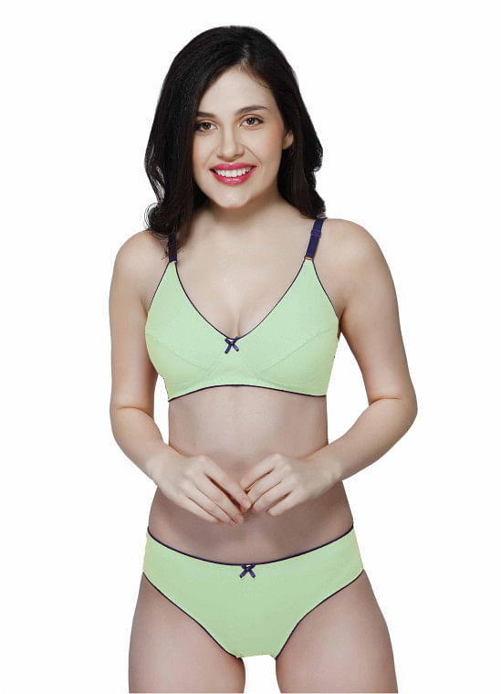 Wirefree Everyday Bra with Co-ordinated Panty-KS009-Pista