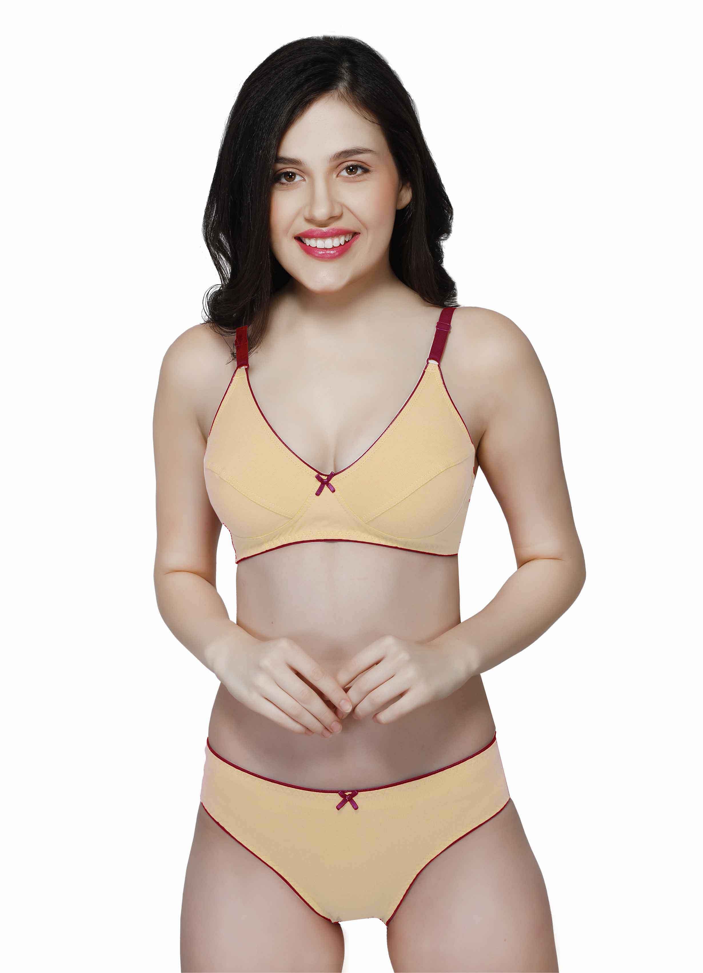Wirefree Everyday Bra with Co-ordinated Panty-KS009-Skin
